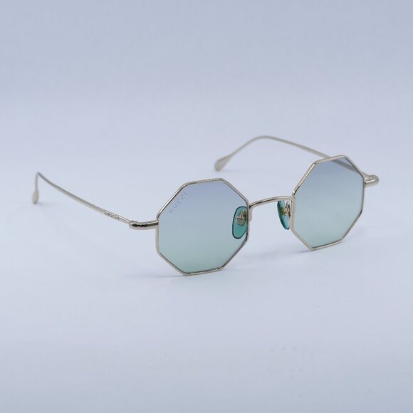 Gucci GG1814S 004 Sunglasses Gold Geometric Frame, Blue Lenses main image 9